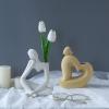 HOAZIACEHN Thinker Statue Ceramic Vase, Retro Ceramic Thinker Style Abstract Sculpture, Modern Office Table Shelf Decor Aesthetic for Centerpieces Bedroom Kitchen Living Room Wedding Office (C) view 3