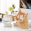 HOAZIACEHN Thinker Statue Ceramic Vase, Retro Ceramic Thinker Style Abstract Sculpture, Modern Office Table Shelf Decor Aesthetic for Centerpieces Bedroom Kitchen Living Room Wedding Office (C) view 4