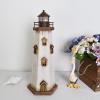 wovorins Wooden Lighthouse Decoration with Lights Nautical Tabletop Decor Decorative Tower Light Beach Themed Centerpieces Wood Coastal Home Dcor (Off White) view 2