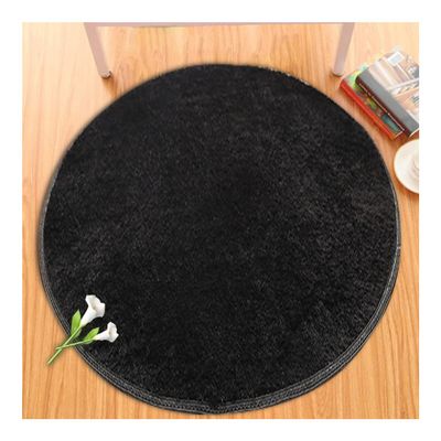 homeemoh 62.99" Round Shaggy Area Rug, Faux Fur Shaggy Nursery Rug Plush Carpets Fluffy Anti-Skid Floor Mats for Bedroom Living Room,Black