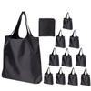 Reusable Grocery Bags with Handles 45LBS Waterproof Ripstop 10 Pack Reusable Shopping Bags Foldable Washable Lightweight Kitchen Grocery Tote Bag, Lightweight Polyester Fabric ,Black view 1