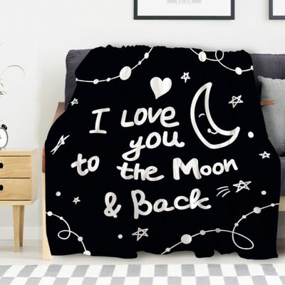 Avalokitesvara I Love You to The Moon and Back Love Stars Flannel Blanket Super Soft and Warm for Bed Couch Sofa 120x90 Inch King Blanket for Family