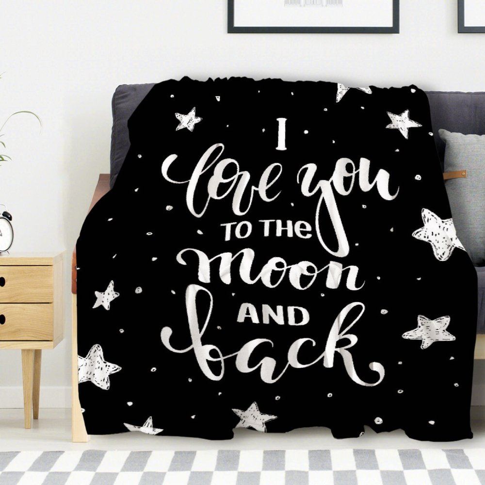 Avalokitesvara I Love You to The Moon and Back Flannel Blanket Super Soft and Warm for Bed Couch Sofa 120x90 Inch King Blanket for Family