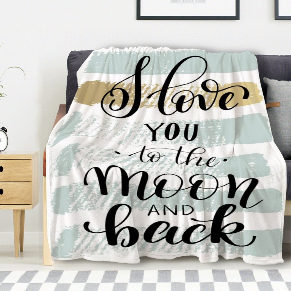 Avalokitesvara I Love You to The Moon and Back Flannel Blanket Super Soft and Warm for Bed Couch Sofa 120x90 Inch King Blanket for Family