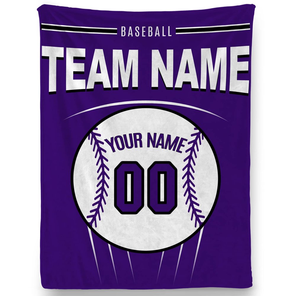 Custom Baseball Fans Blanket with Name and Number, Sport Themed Flannel Throw Blankets Personalized, Gifts for Baseball Lovers Adults Men Women Kids Boys