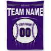 Custom Baseball Fans Blanket with Name and Number, Sport Themed Flannel Throw Blankets Personalized, Gifts for Baseball Lovers Adults Men Women Kids Boys view 1