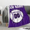Custom Baseball Fans Blanket with Name and Number, Sport Themed Flannel Throw Blankets Personalized, Gifts for Baseball Lovers Adults Men Women Kids Boys view 2