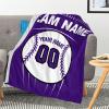 Custom Baseball Fans Blanket with Name and Number, Sport Themed Flannel Throw Blankets Personalized, Gifts for Baseball Lovers Adults Men Women Kids Boys view 3