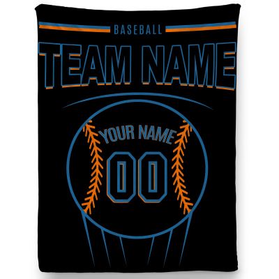 Custom Baseball Blankets with Team Name Number Text, Personalized Throw Blanket for Bedroom Couch Sofa, Gifts for Baseball Lover Fan