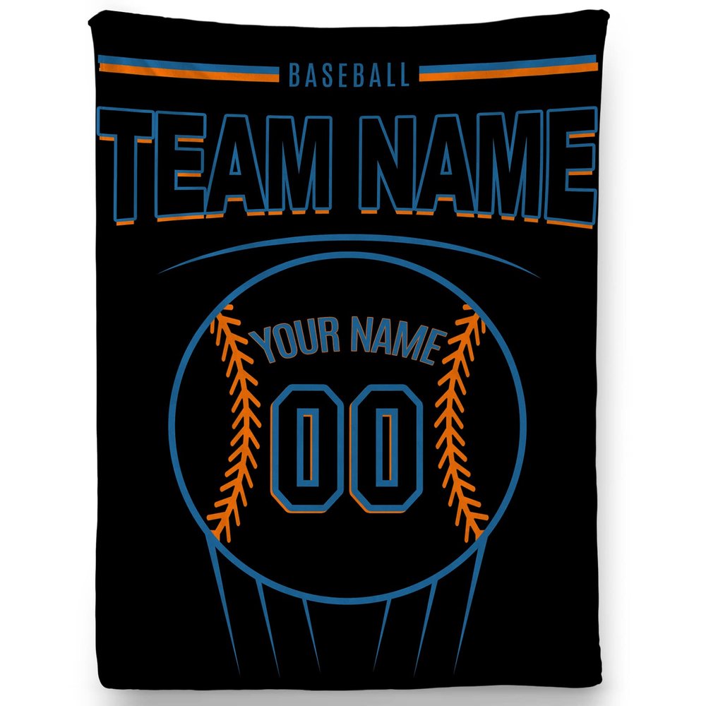 Custom Baseball Blankets with Team Name Number Text, Personalized Throw Blanket for Bedroom Couch Sofa, Gifts for Baseball Lover Fan