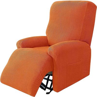 Super Stretch Recliner Sofa Covers Split Reclining Couch Cover 1 2 3 Seater Recliner Chair Cover Non-Slip Durable Armchair Covers with Side Pockets for Kids and Pets ( Color : Orange , Size : 1-Seater