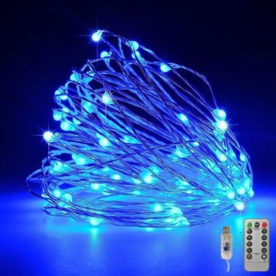 Fantasee Copper Wire String Lights USB Powered LED Fairy Lights 8 Modes with Timer Remote Control for Home Bedroom Birthday Party Wedding Christmas Festival Decor (98.4ft 300leds, Blue)