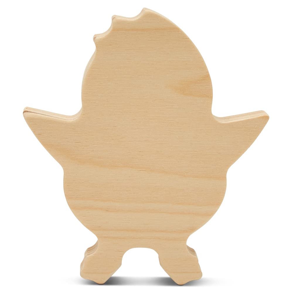 Chunky Chick Cutout 4-inch, Pack of 5 Nature Themed Mini Chicken Wood Cutouts for Classroom Crafts & DIY Easter Decor, by Woodpeckers