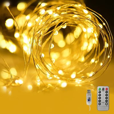 Fantasee Copper Wire String Lights USB Powered LED Fairy Lights 8 Modes with Timer Remote Control for Home Bedroom Birthday Party Wedding Christmas Festival Decor (98.4ft 300leds, Warm White)
