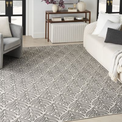 Nourison Home Aloha Charcoal 3'6" x 5'6" Area Rug - Easy Clean, Non Shedding, Bed Room, Living Room, Dining Room, Kitchen (4' x 6')