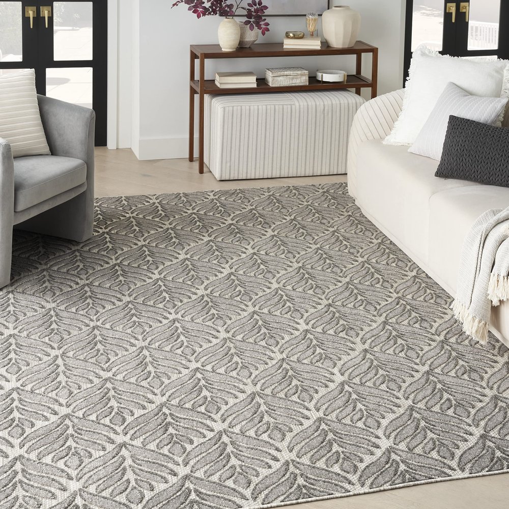 Nourison Home Aloha Charcoal 3'6" x 5'6" Area Rug - Easy Clean, Non Shedding, Bed Room, Living Room, Dining Room, Kitchen (4' x 6')