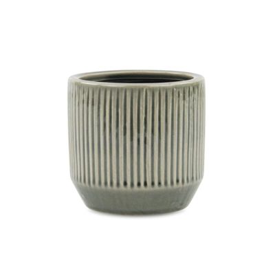 Cheung's 5778S 4.25 x 4.25 x 3.25 in. Ruffled Ridge Pot Gray
