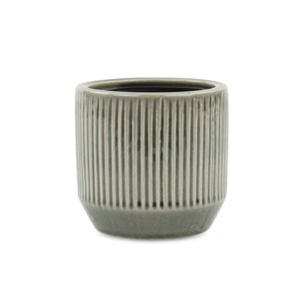 Cheung's 5778S 4.25 x 4.25 x 3.25 in. Ruffled Ridge Pot Gray