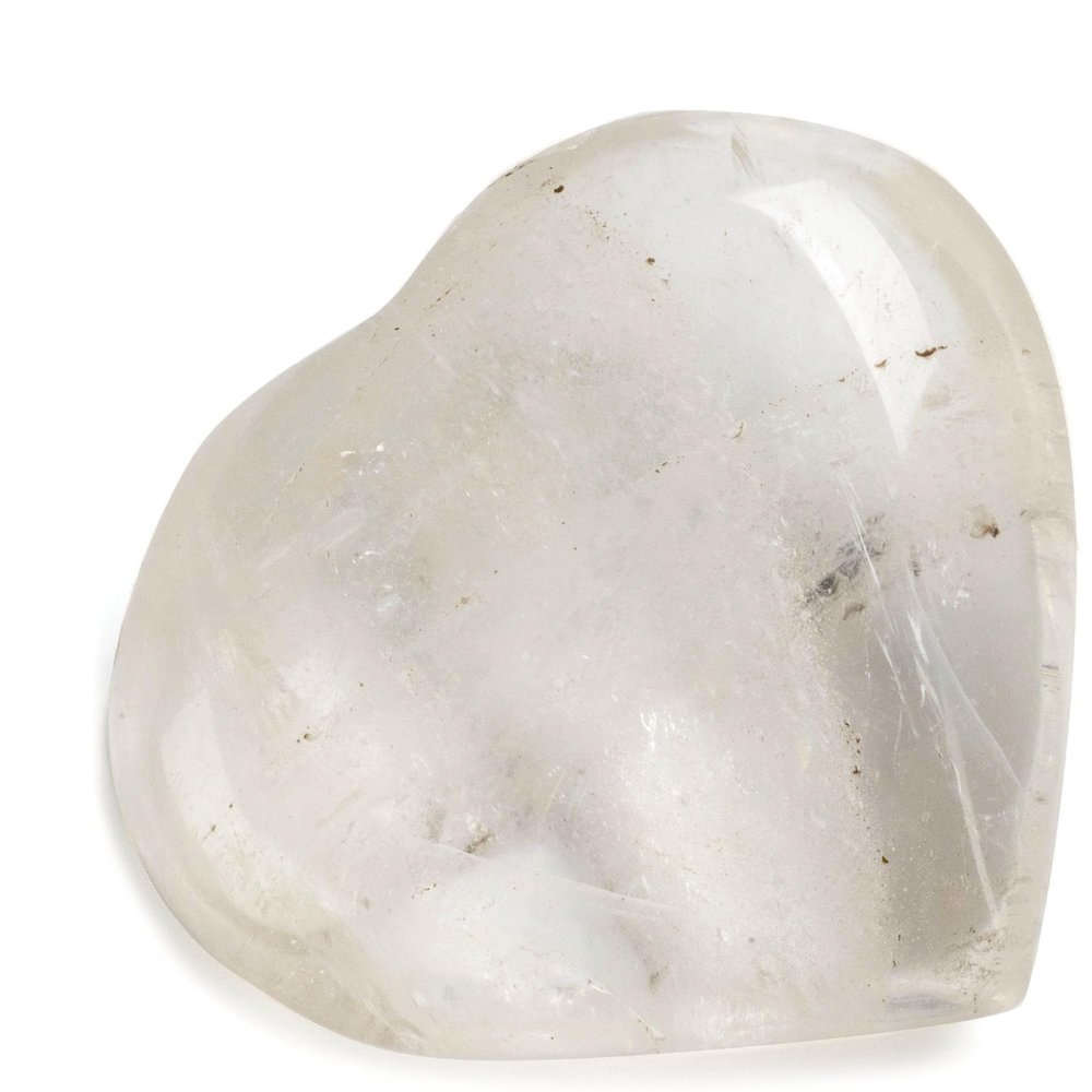 KALIFANO Quartz Heart Carving with Healing & Calming Effects - High Energy Reiki Worry Cuarzo Crystal Used for Soothing Anxiety and Stability (Information Card Included)
