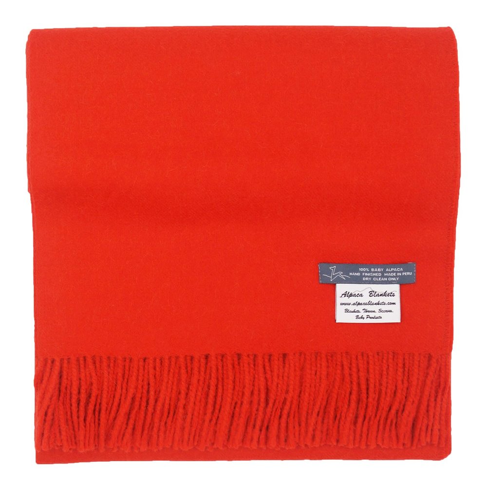 100% Baby Alpaca Throw Blanket, Our Solid Color Throw/Afghan, Mandarin