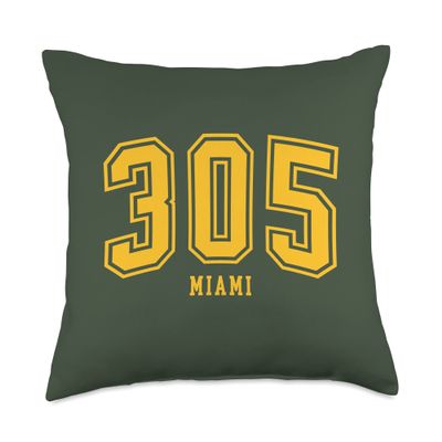 305 Miami FL Arched Athletic Design Throw Pillow