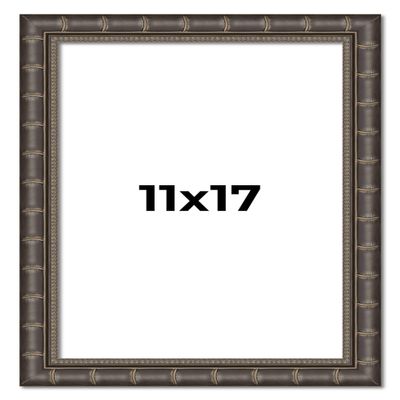 11x17 Frame Black Bamboo Solid Wood Picture Frame Width 1.5 Inches | Interior Frame Depth 0.5 Inches | Balcoca Black Bamboo Photo Frame Complete with UV Acrylic, Foam Board Backing & Hanging Hardware