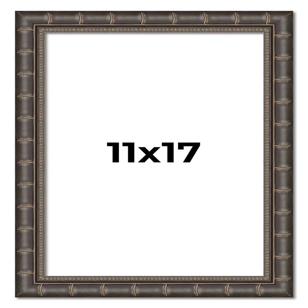 11x17 Frame Black Bamboo Solid Wood Picture Frame Width 1.5 Inches | Interior Frame Depth 0.5 Inches | Balcoca Black Bamboo Photo Frame Complete with UV Acrylic, Foam Board Backing & Hanging Hardware