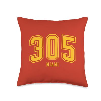 305 Miami FL Arched Athletic Design Throw Pillow