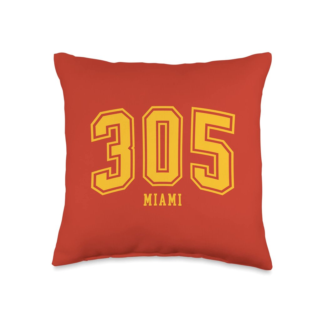 305 Miami FL Arched Athletic Design Throw Pillow