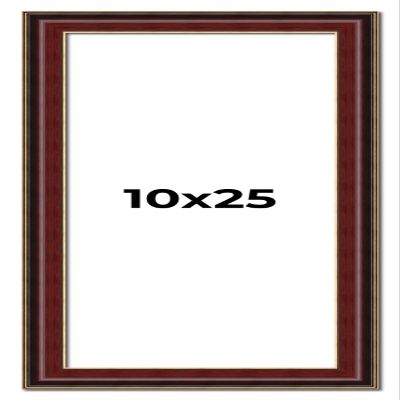 10x25 Frame Mahogany Brown with Gold Trim | Solid Wood Picture Frame Width 1.5 Inches | Interior Depth 0.5 Inches | Charles Executive Frame with UV Acrylic, Foam Board Backing & Hanging Hardware