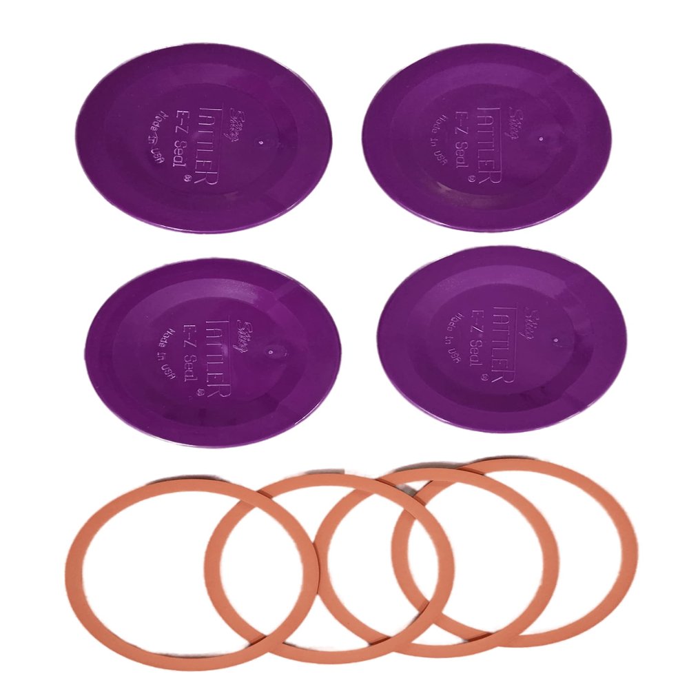 Authentic Tattler E-Z Seal Reusable Canning Lids 200 Bulk WIDE Mouth Lids & 200 WIDE Mouth Rubber Rings COLOR: PLUM - MADE IN THE USA!