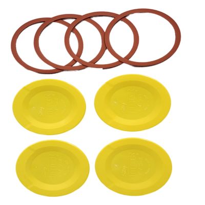 Authentic Tattler E-Z Seal Reusable Canning Lids 100 Bulk WIDE Mouth Lids & 100 WIDE Mouth Rubber Rings COLOR: YELLOW - MADE IN THE USA!