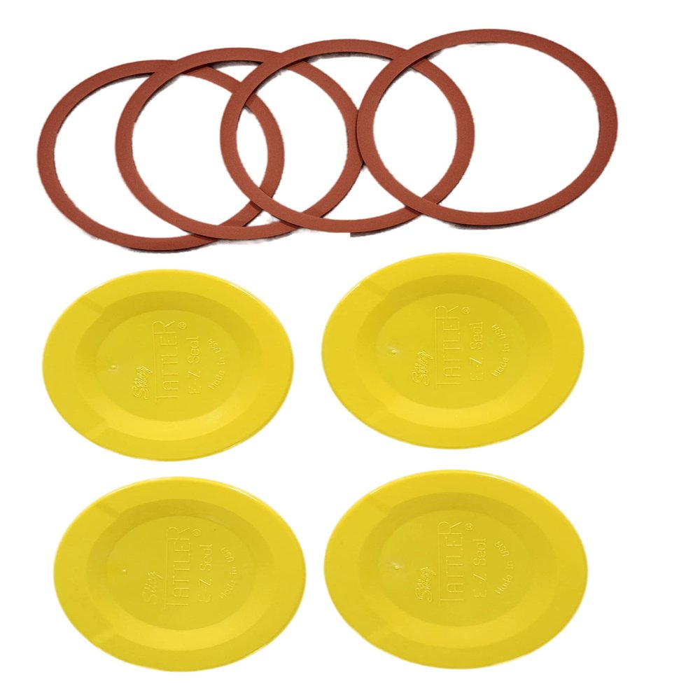 Authentic Tattler E-Z Seal Reusable Canning Lids 100 Bulk WIDE Mouth Lids & 100 WIDE Mouth Rubber Rings COLOR: YELLOW - MADE IN THE USA!