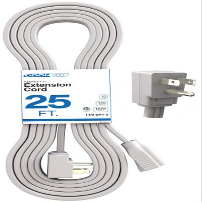 Heavy Duty Appliance Extension Cord Wire Gray for Air Conditioner Refrigerator and Major Appliances Indoor and Outdoor Use 25 Feet Grey 3 Pronged Cord