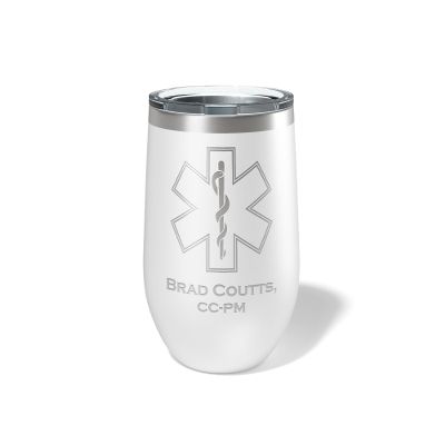 Alterd Industries Paramedic Gifts - Gift, Gear Paramedic Graduation, Accessories Tumbler Coffee Tumbler Cup Medic Gift Accessories (Star of Life, White, 12oz Wine Tumbler)