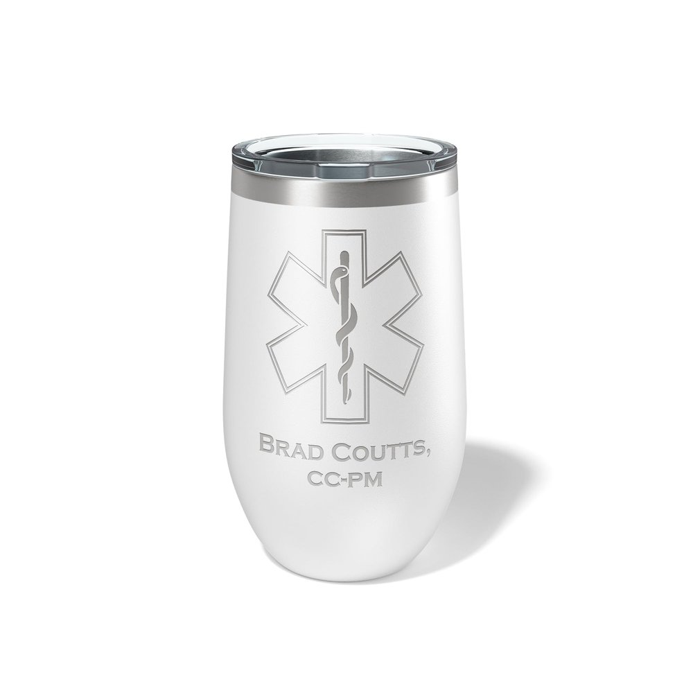 Alterd Industries Paramedic Gifts - Gift, Gear Paramedic Graduation, Accessories Tumbler Coffee Tumbler Cup Medic Gift Accessories (Star of Life, White, 12oz Wine Tumbler)