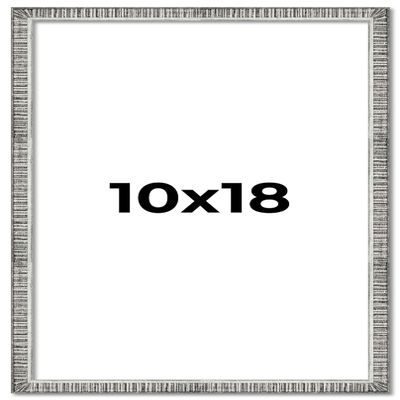 10x18 Frame Silver Grey Distressed Solid Wood Picture Frame | 0.75 Inch Moulding Width | Interior Depth 0.5 Inches | Kingsley Silver Rustic Frame with UV Acrylic, Foam Board Backing & Hanging Hardware