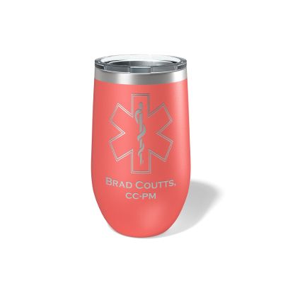 Alterd Industries Paramedic Gifts - Gift, Gear Paramedic Graduation, Accessories Tumbler Coffee Tumbler Cup Medic Gift Accessories (Star of Life, Coral, 12oz Wine Tumbler)