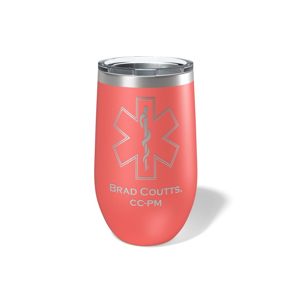 Alterd Industries Paramedic Gifts - Gift, Gear Paramedic Graduation, Accessories Tumbler Coffee Tumbler Cup Medic Gift Accessories (Star of Life, Coral, 12oz Wine Tumbler)