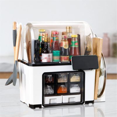 IMPREC Seasoning Rack, Large Capacity Spice Box Multifunctional Spice Box Combination Set Household Non-porous Spice Box Pice Jar, Bottle, Spice Storage Rack (Color : C)