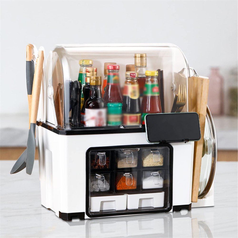 IMPREC Seasoning Rack, Large Capacity Spice Box Multifunctional Spice Box Combination Set Household Non-porous Spice Box Pice Jar, Bottle, Spice Storage Rack (Color : C)