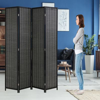 4 Panel Bamboo Room Divider 6 Ft Tall 6 Ft Wide Room Dividers and Folding Privacy Screens Privacy Wall Divider Folding Room Partitions and Dividers, Portable and Lightweight Separadores De Cuartos