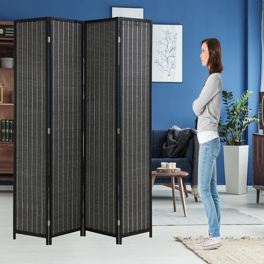 4 Panel Bamboo Room Divider 6 Ft Tall 6 Ft Wide Room Dividers and Folding Privacy Screens Privacy Wall Divider Folding Room Partitions and Dividers, Portable and Lightweight Separadores De Cuartos