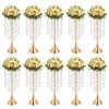 Wedding Centerpieces Flower Vases, 10 Pcs 21.9inch Tall Crystal Gold Vase Metal Flowers Stand for Party Tables Decorations Reception, Elegant Weddings Decoration Table Chandelier Centerpiece Stands view 1