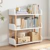 OSCHF 3-Tier Wooden Open Bookcase - Modern Display Bookshelf with Top Edge and Solid Wood Frame for Home and Office, Storage Cabinet, Warm White view 1