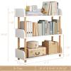 OSCHF 3-Tier Wooden Open Bookcase - Modern Display Bookshelf with Top Edge and Solid Wood Frame for Home and Office, Storage Cabinet, Warm White view 2