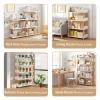 OSCHF 3-Tier Wooden Open Bookcase - Modern Display Bookshelf with Top Edge and Solid Wood Frame for Home and Office, Storage Cabinet, Warm White view 3