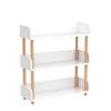 OSCHF 3-Tier Wooden Open Bookcase - Modern Display Bookshelf with Top Edge and Solid Wood Frame for Home and Office, Storage Cabinet, Warm White view 4