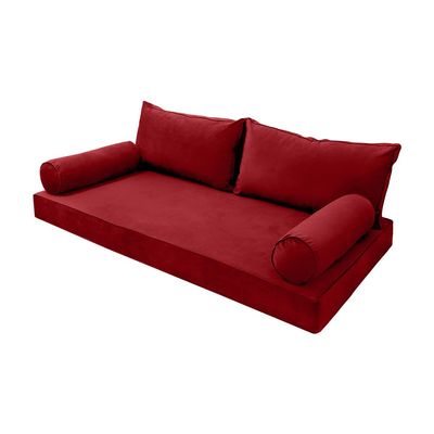 |SLIPCOVER ONLY| S.V2 Velvet Indoor Daybed Mattress Pillow Covers Same Pipe Trim Full AD369