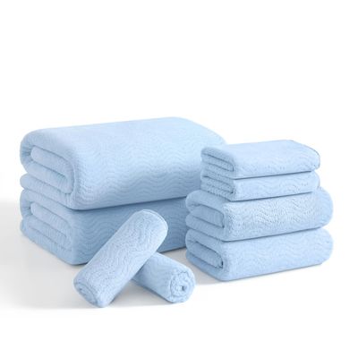 8 Piece Bath Towel Set Blue|2 Oversized Large Bath Sheet,2 Hand Towels,4 Washcloths| Ultra Soft Cozy Bath Towel Set for Bathroom Hotel Gym Spa,Highly Absorbent & Quick Dry Bathroom Towel Collections
